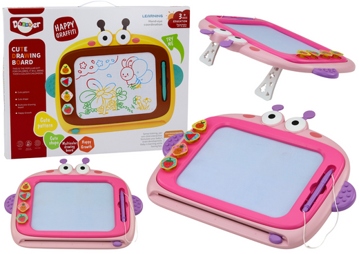 Magnetische Maltafel 4 Farben mit Beschreibung 4 Stempel Rosa