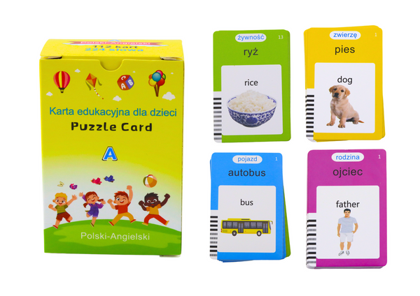 Tablet for Educational Cards Learning Polish English 224 Words Blue