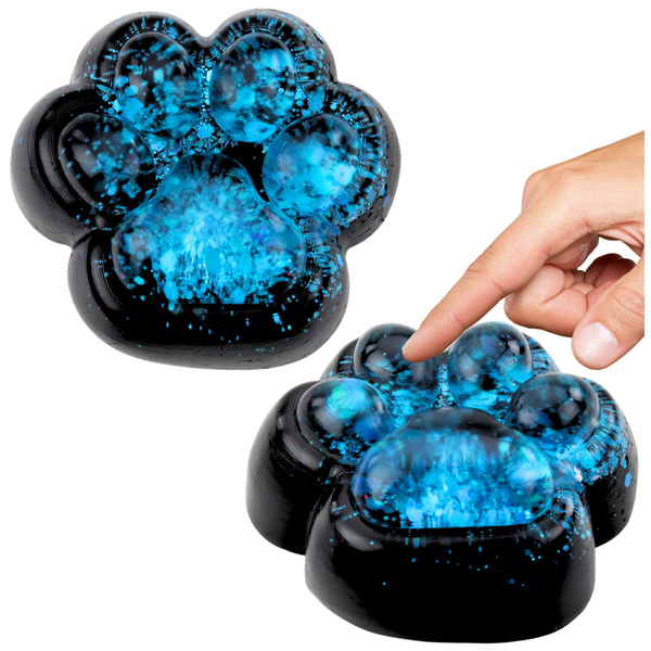 Squishy Cat Paw Anti-Stress Sensory Squishy Black Blue Glitter