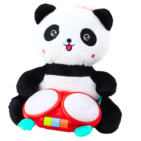 Plush Panda With Drums Mascot Cuddly Toy Lights Sounds