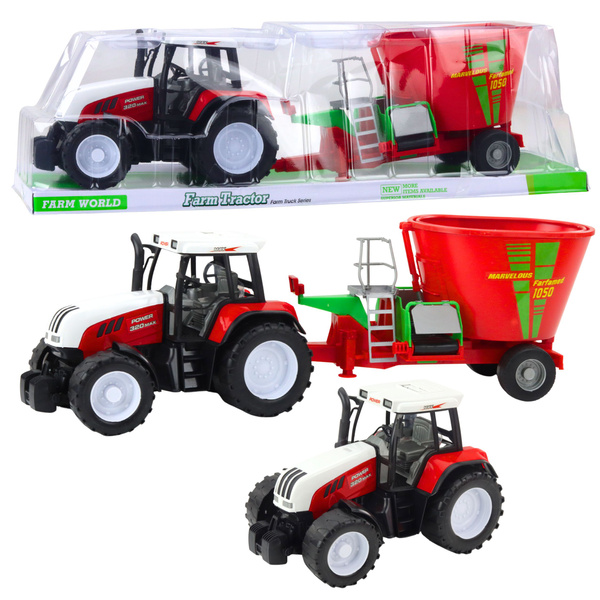 Agricultural Farm Tractor With Trailer Feed Mixer Red 60cm