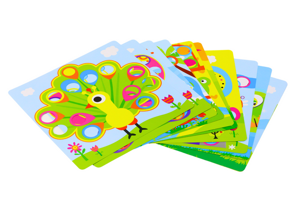 Picture Puzzle Colorful Buttons To Complete 12 Pictures