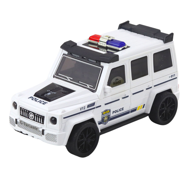 Police Off-Road Car With Friction Drive, Opening Track, White