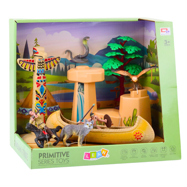 Set of Indian Figures Village Indians Kayak Totem