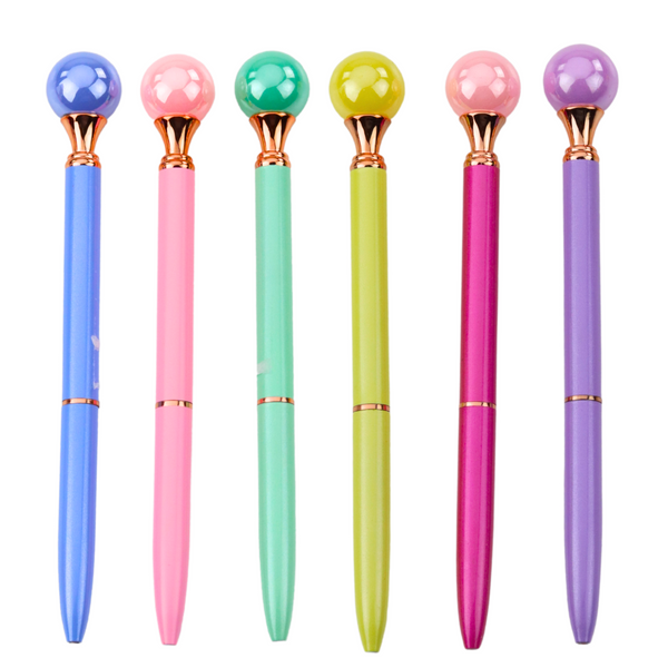 Large Pearl Ballpoint Pen Rotating Mechanism Blue Ink 1.0mm Mix