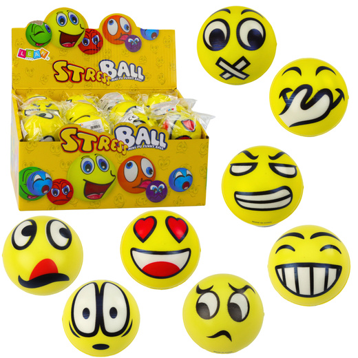 Springball, Knetschaum-Emoticon-Ball, 6 cm
