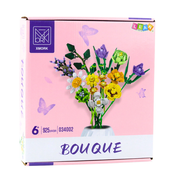 Construction Blocks Decorative Bouquet of Colorful Flowers 925 pcs.