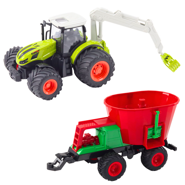 Landwirtschaftlicher Traktor mit Sämaschine und Kreiselgreifer, ferngesteuert, 2,4 G