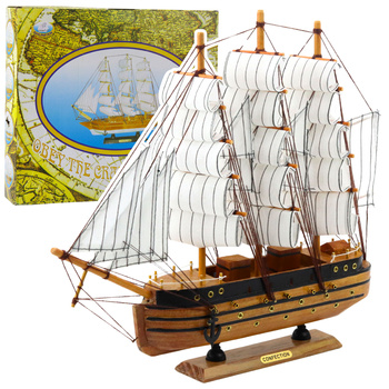 Collectible Model Decorative Three-masted Sailing Ship White 39x36cm