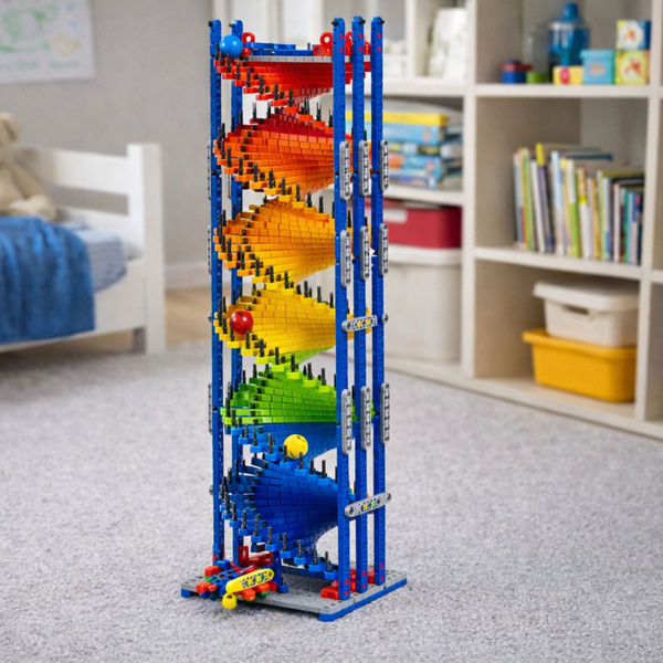 Pädagogische Bausteine, Rutschbahn für Bälle, bunt, 550 Teile.