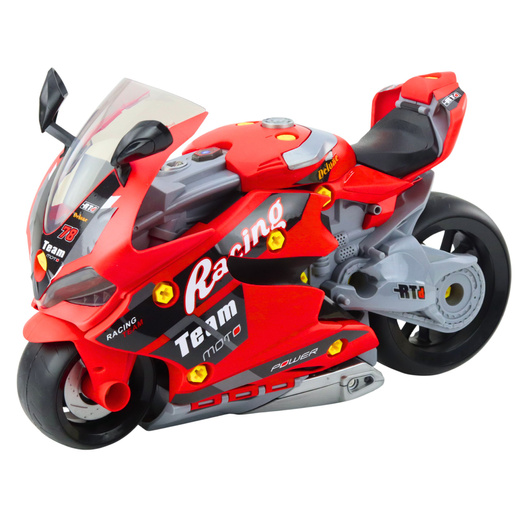 2-in-1 DIY Workshop Lights Sounds Smoke Motorcycle Red 43cm