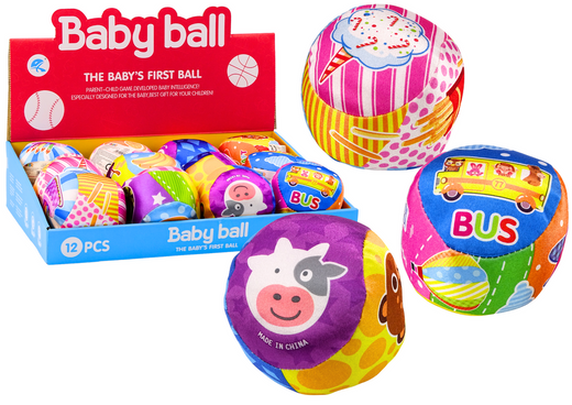 Weicher Ball mit Rassel, bunter Ball, Tiere, Früchte, 10 cm, Mix