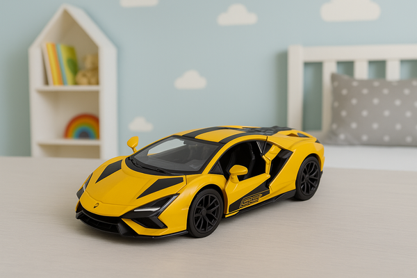 Racing Car Sports Metal Drive Opening Doors Yellow 1:32