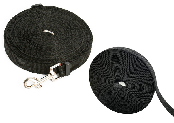 Long Training Leash With Fastener Webbing Tape Black 5m