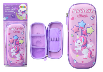 3D Unicorn Pencil Case Foldable Purple 23x10x5 cm