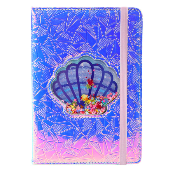 Notizbuch, liniert, Muschel mit Konfetti, holografisch, A5, 70 Blatt