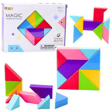Magnetische Tangram-Blöcke, bunte Puzzle-Aufkleber, 9 Stk.