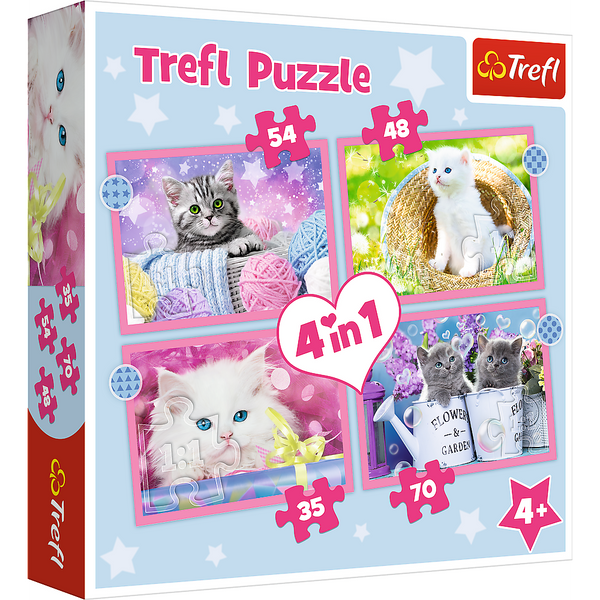 Puzzle – „4w1“ – Zabawne kotki Trefl 34396
