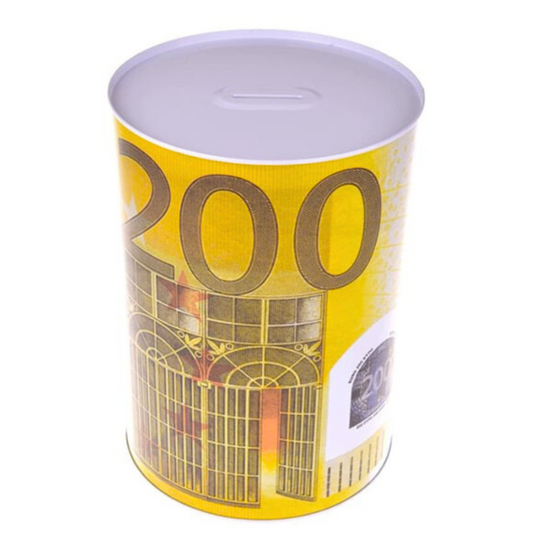 Metal Piggy Bank Tin 200 Euro Banknote 16.5 x 12cm