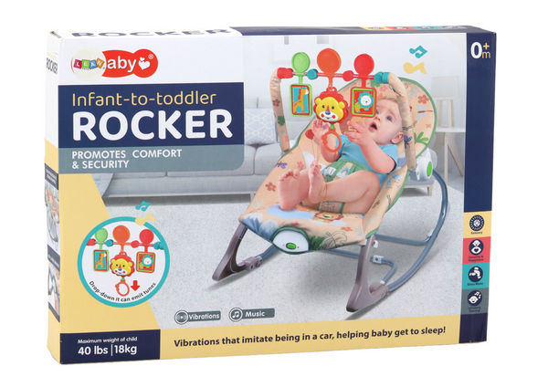 Schaukelstuhlwippe für Babys, Vibrationsgeräusch, Schaukelwippe, rosa Löwe