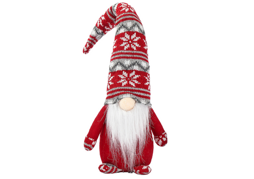 Weihnachtszwerg Graue Muster Rot 38cm