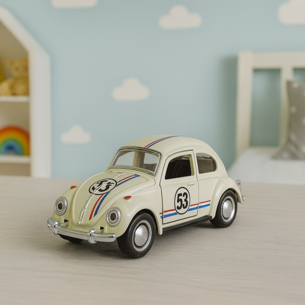 Classic Car Beetle Metal Drive Opening Doors Beige 1:32