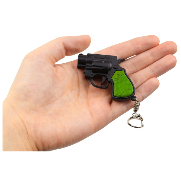 Mini-Pistolen-Revolver-Schlüsselanhänger mit LED-Licht und Laser 6,5 cm