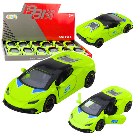 Sports Car Pull Back Metal Neon Green 1:43