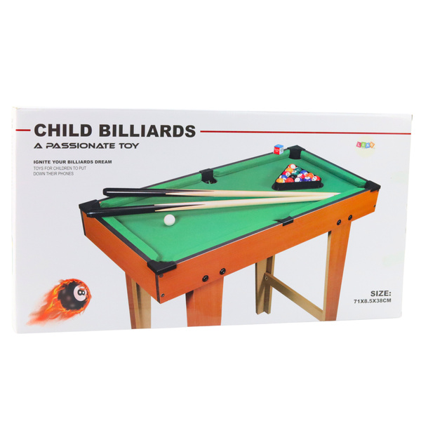 Mini Billiards Table Wooden Balls Cues Triangle Chalk