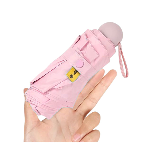 Faltbarer Taschenschirm mit UV-Schutz UPF 50+, pinkes Etui, 90 cm