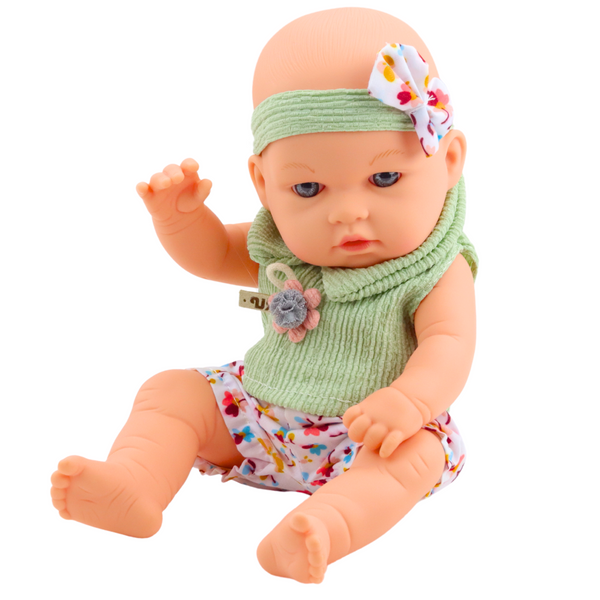Baby Doll Grünes Blumenkleid mit Stirnband und Schleife