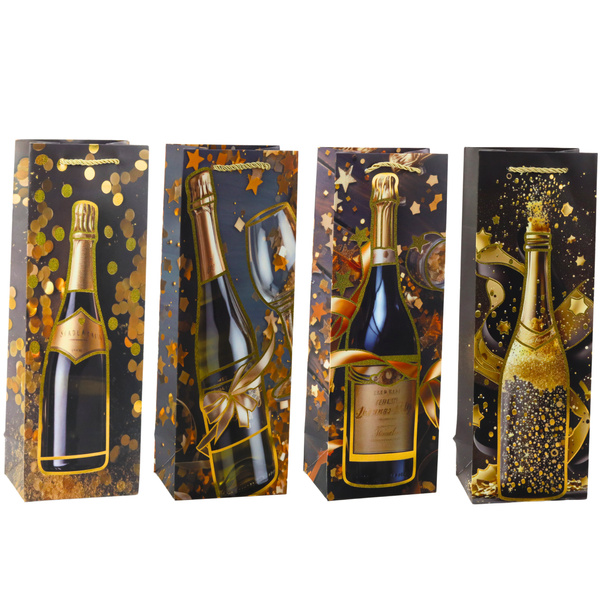 Geschenktüte für Wein, Papierflasche, Champagner, 35 x 12 x 9 cm