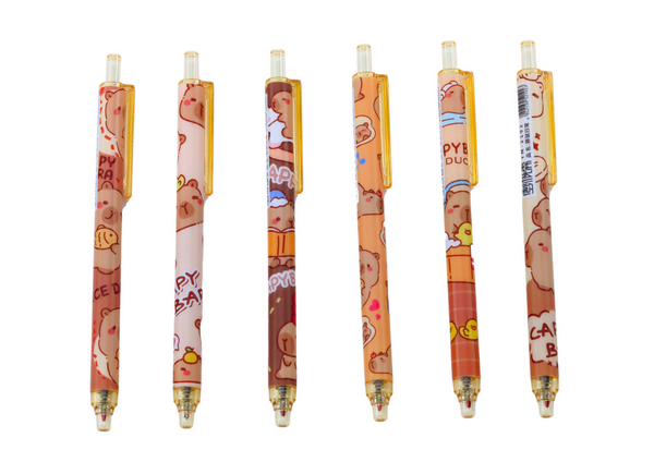 Capybara Pen Set 6 Pieces Blue Ink