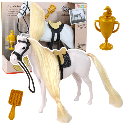 Horse With Long Mane Saddle Cup Brush Accessories White