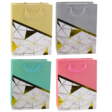 Geschenktüte mit geometrischen Mustern, Marmor, 23 x 18 x 10,5 cm