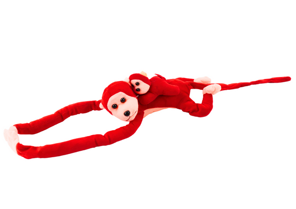 Plüsch-Maskottchen Affe mit Baby Rot, 70 cm