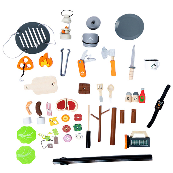 Camping-Set Lagerfeuerzubehör aus Holz 45-teilig
