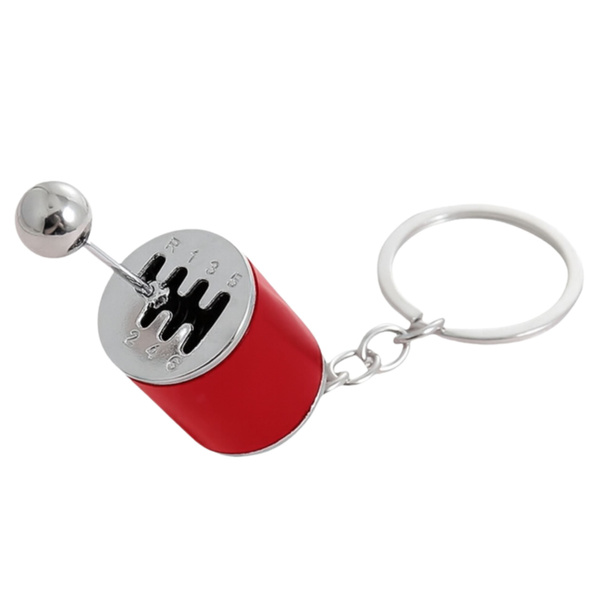 Metal Keychain Moving Gearbox Red