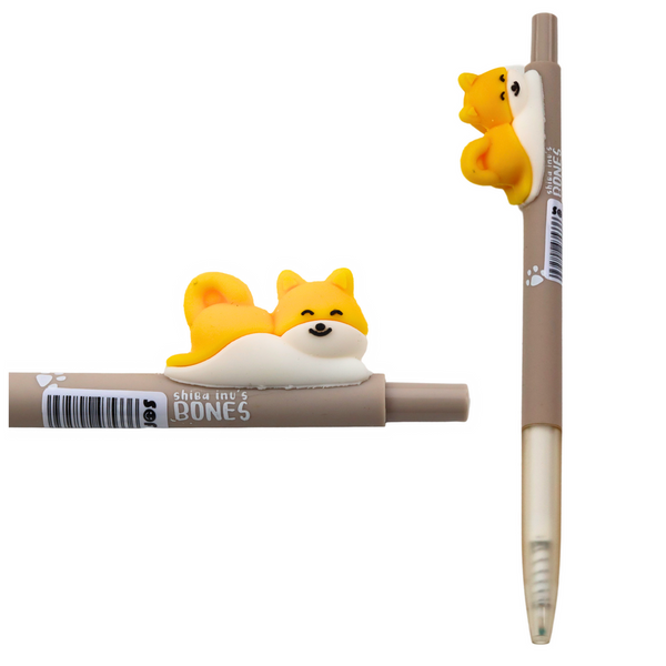 Ballpoint Pen With Yellow Shiba Dog Figure Blue Ink 0.5mm