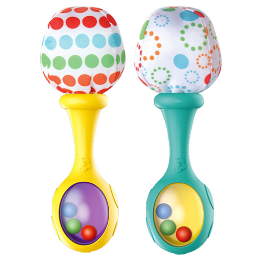 Set of Rattles with Soft Ball Patterns Yellow Green 2pcs