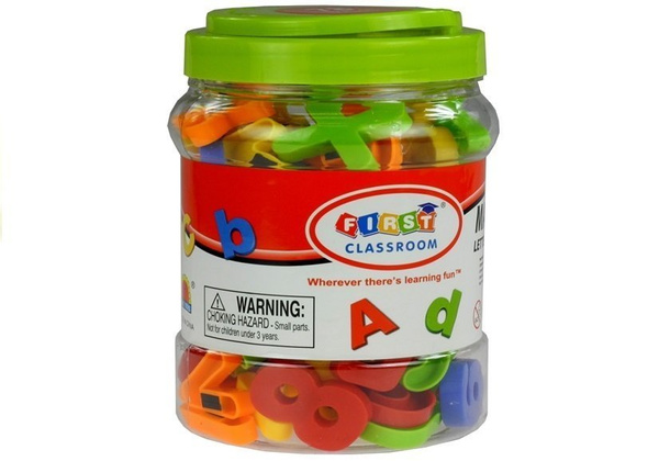 Magnetic Letters and Numbers in a Jar Alphabet of 78 Elements