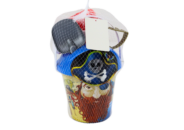 Pirate Sand Set, Bucket, Watering Can, Strainer, Set of 6 pieces.