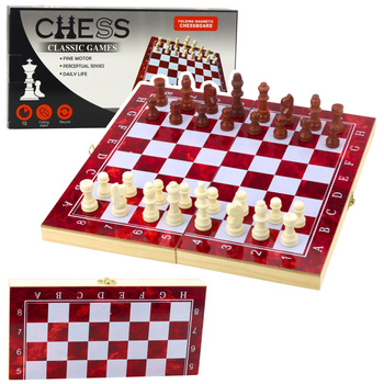 3-in-1 Wooden Game Set Chess Backgammon Checkers Foldable Board 24x24cm