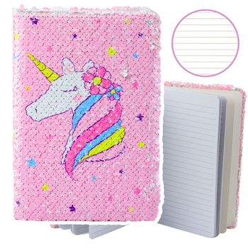 Notizbuch Notizbuch liniert Pailletten zweifarbig Einhorn A5 80 Blatt