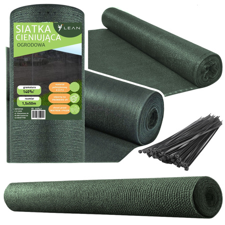 Schattennetz für Zäune, Zaunabdecknetz, Grün, 1,5 m, 50 m, 140 g/m²