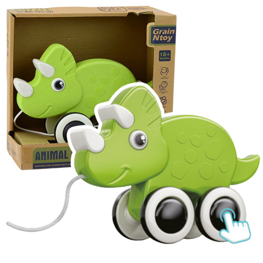 Dinosaur Pull String Toy Squeaker Eco Green