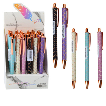 Kugelschreiber aus Metall, Automatik, Skaleneffekt, blaue Tinte, 1,0 mm