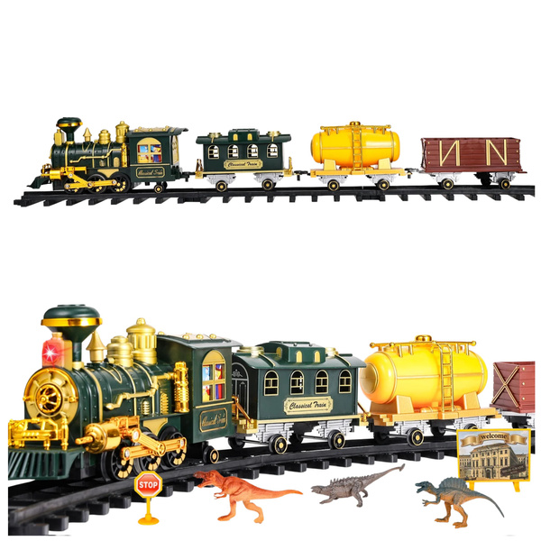 Classic Train Dinosaurs Lights Sounds Smoke 39 pcs.