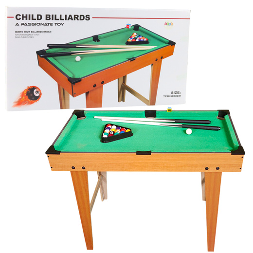 Mini Billiards Table Wooden Balls Cues Triangle Chalk