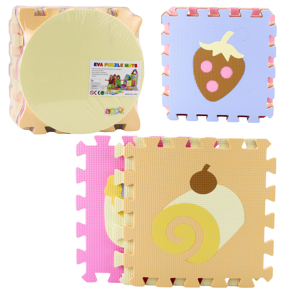 Miękkie Puzzle Mata Edukacyjna Pianka EVA Owoce Słodycze Pastelowe 16 el.